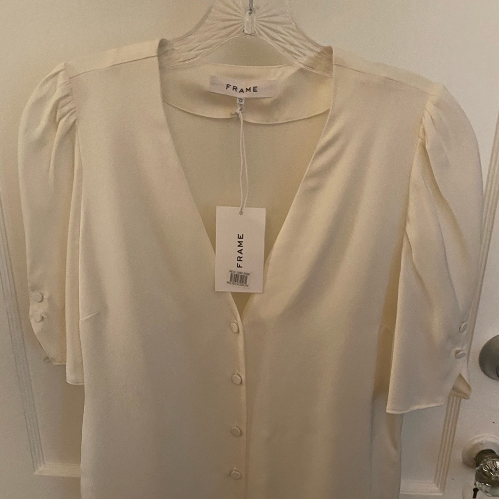 NWT FRAME OLIVIA SILK TOP | size xs